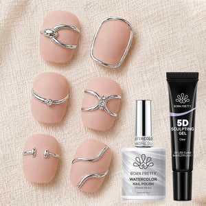 2pcs Set Watercolor Nail Polish & Sculpting Gel Nail Polish BORN PRETTY Set 03