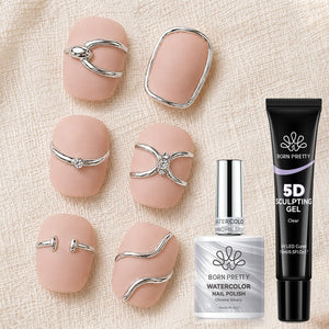 2pcs Set Watercolor Nail Polish & Sculpting Gel Nail Polish BORN PRETTY Set 04