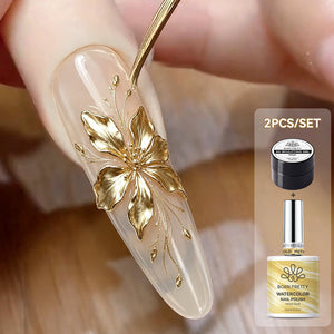 2pcs Set Watercolor Nail Polish & Sculpting Gel Nail Polish BORN PRETTY Set 01