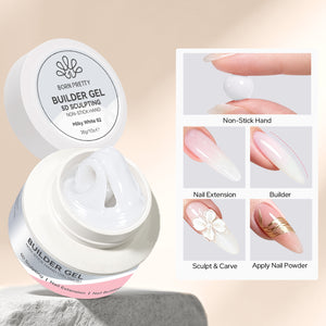 Non‑Stick Hand Builder Gel Milky White #02 30g
