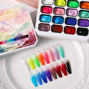 16 Colors Pat Painting Gel Set Luminous Cluster Gel Nail Polish No Brand