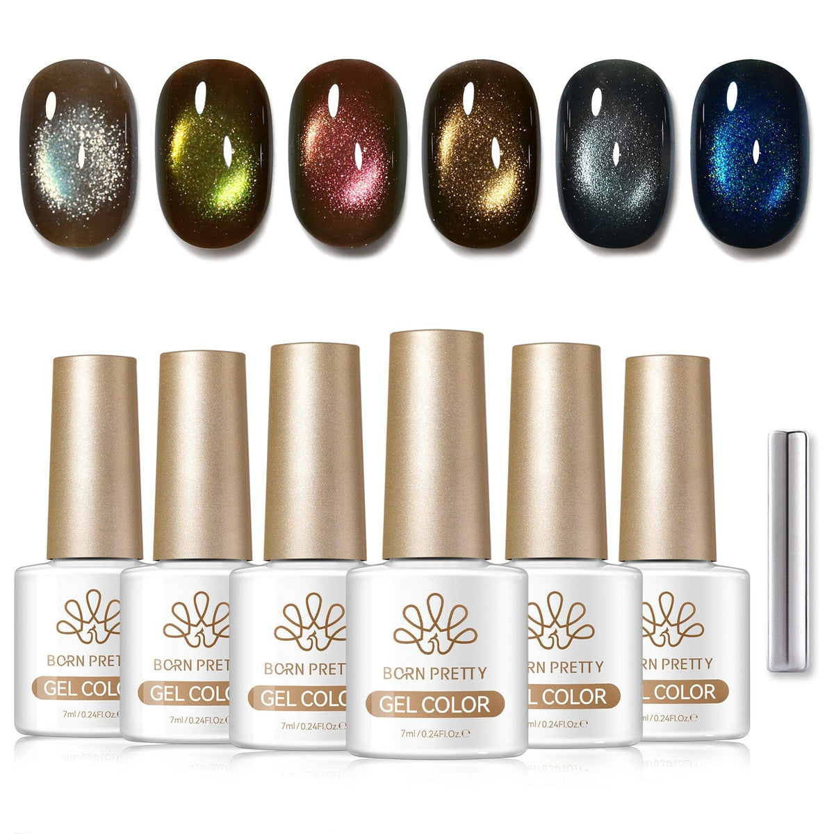 6 Colors Glass Cat Magnetic Gel M98 Desert Dusk 7ml Gel Nail Polish BORN PRETTY