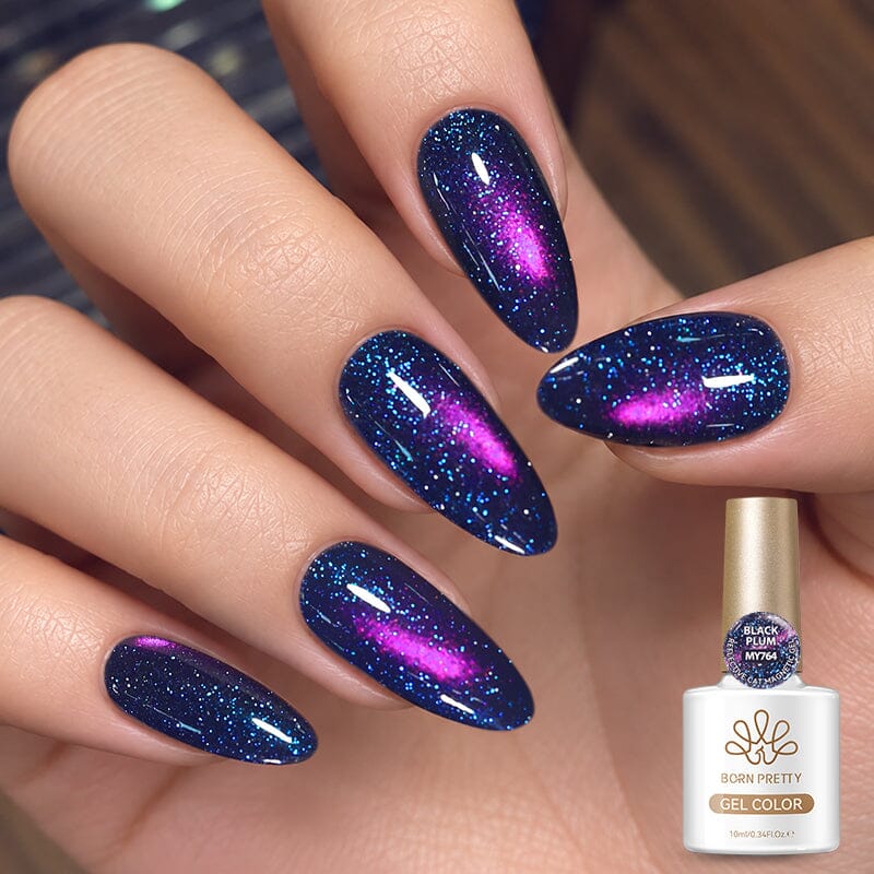 Reflective Cat Magnetic Gel MY764 Black Plum 10ml Gel Nail Polish BORN PRETTY