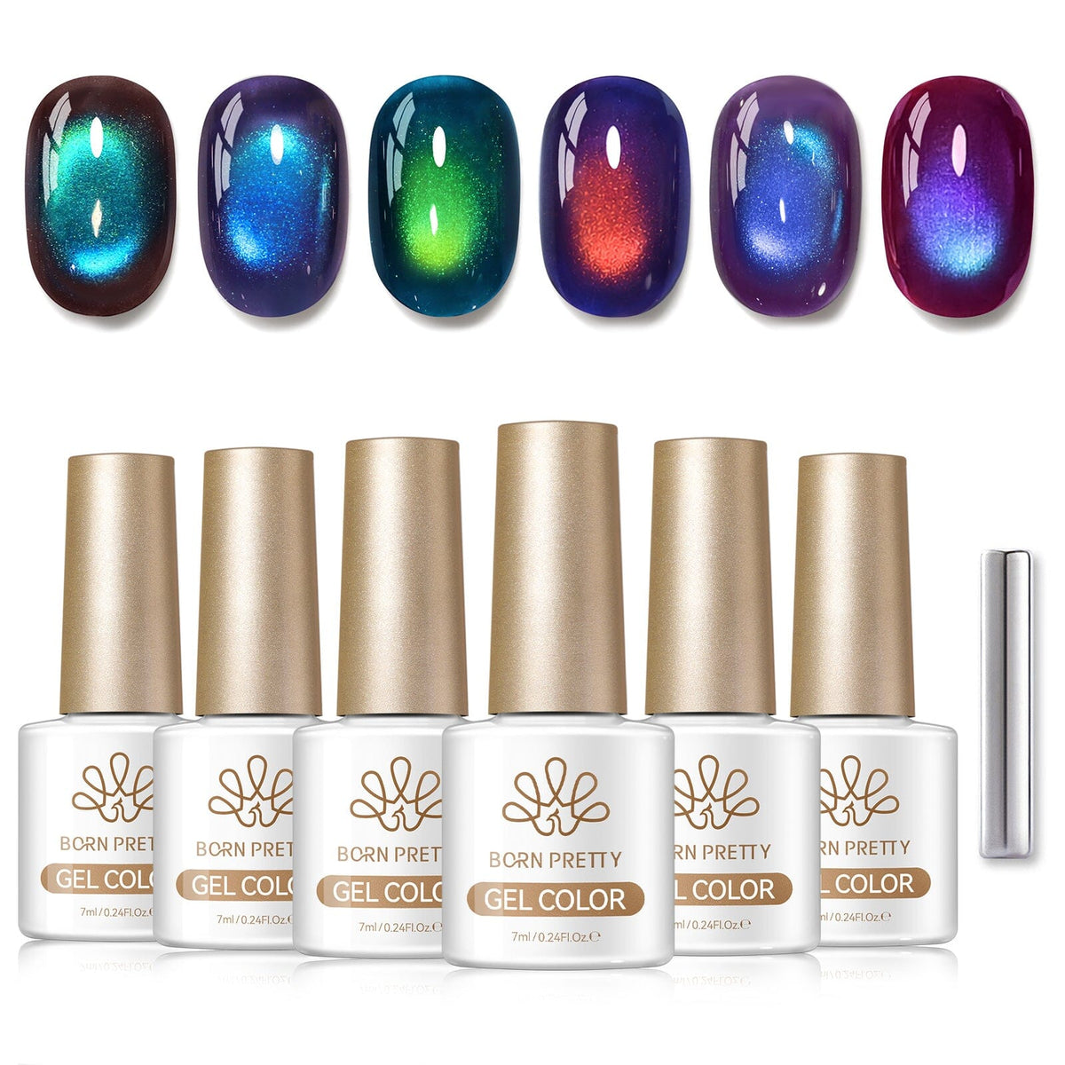 6 Colors Colored Cat Magnetic Gel M102 Blue Hour 7ml Gel Nail Polish BORN PRETTY