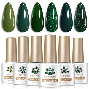 6 Colors Gel Set S86 Into Green 7ml Gel Nail Polish BORN PRETTY