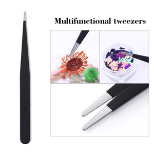 Black Straight Nail Tweezers Tools & Accessories No Brand