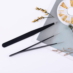 Black Straight Nail Tweezers Tools & Accessories No Brand