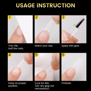 300pcs Half Cover Straight Auxiliary Line Nail Tips 12 Different Sizes Nail Tips BORN PRETTY