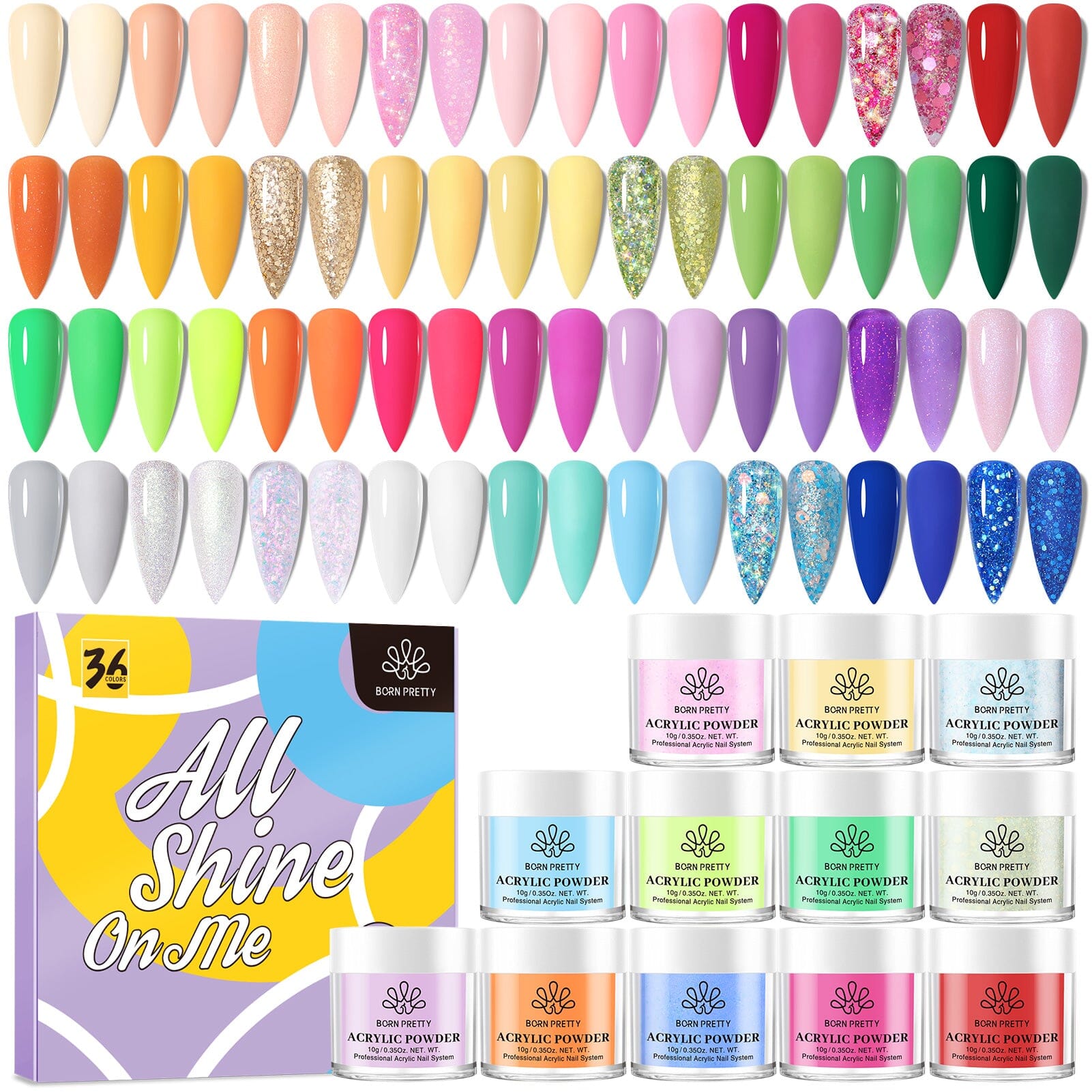 36 Colors Spring Summer Collection Acrylic Powder 10g Nail Powder BORN PRETTY
