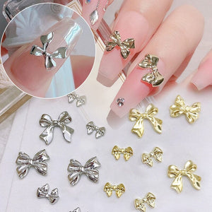 10pcs Bowknot Gold Silver Alloy Nail Decoration DIY Nails BORN PRETTY