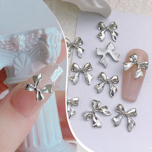 10pcs Bowknot Gold Silver Alloy Nail Decoration DIY Nails BORN PRETTY