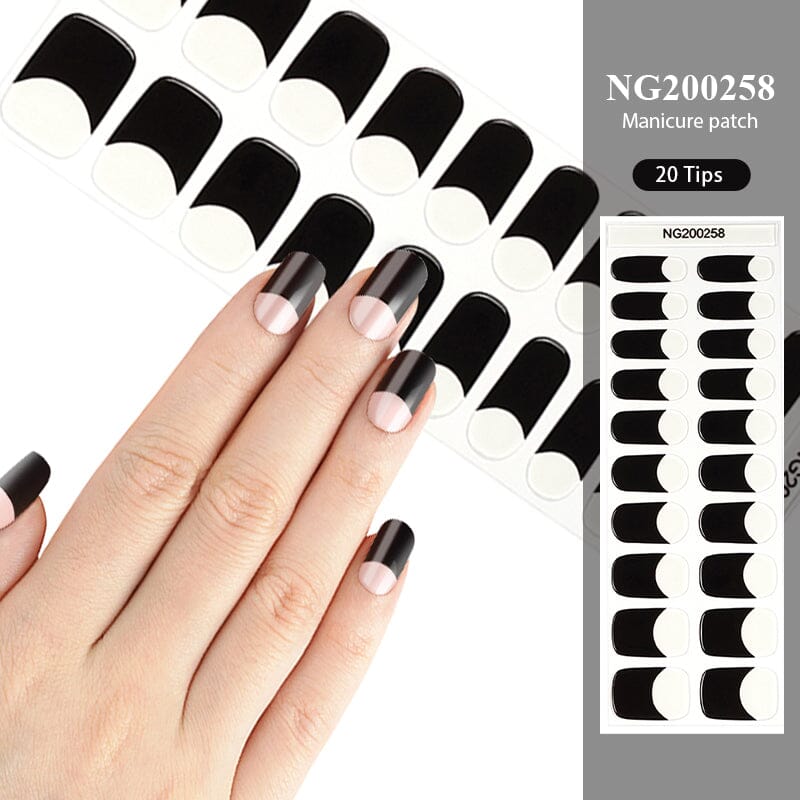 20 Tips Semi Cured Gel Nail Strips Nail Sticker BORN PRETTY NG200258