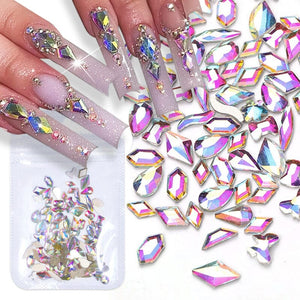 50pcs Aurora Flat Bottom Nail Rhinestones Nail Decoration No Brand