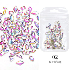 50pcs Aurora Flat Bottom Nail Rhinestones Nail Decoration No Brand
