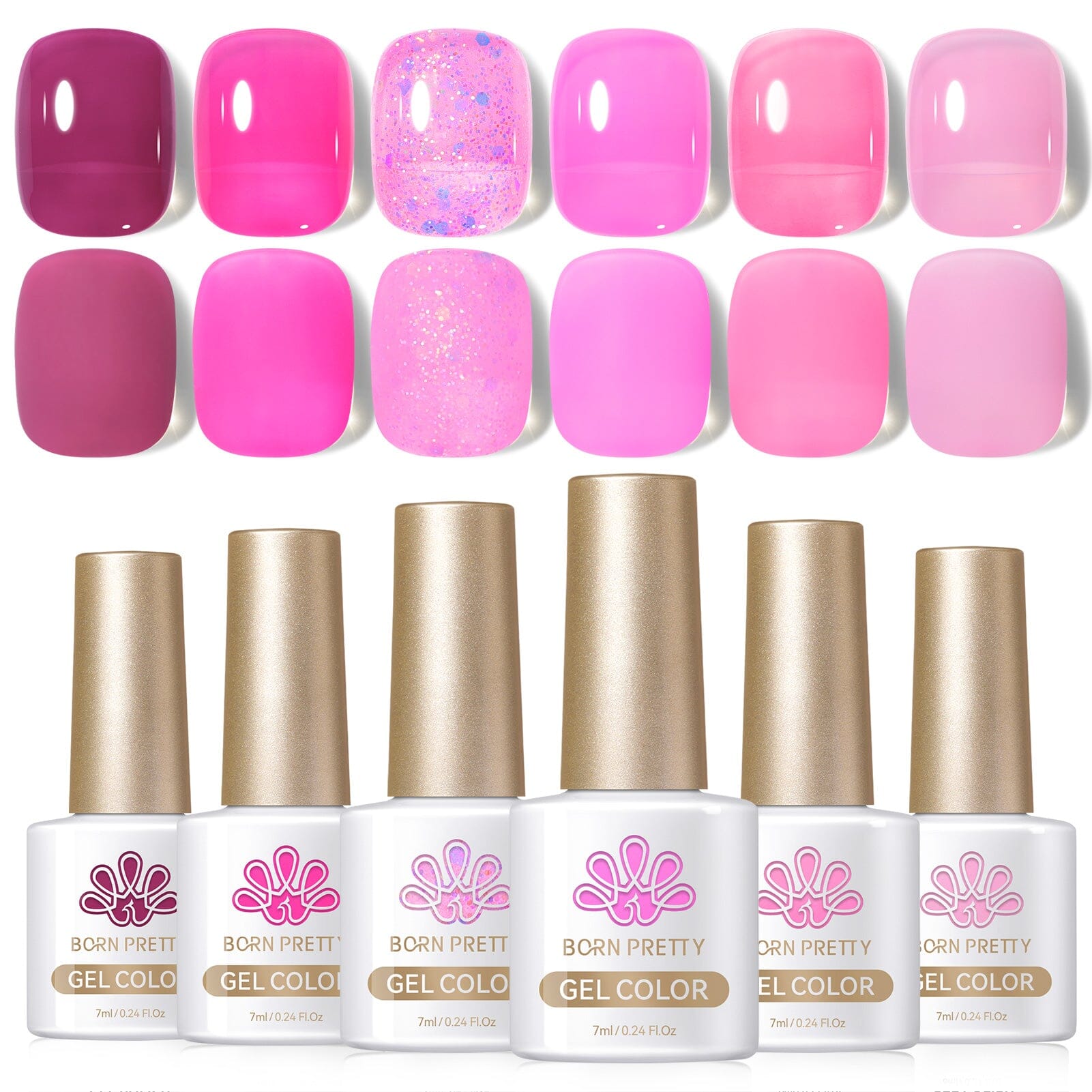 Pink Muse Milky Jelly Series 6 Colors Gel Polish Set 7ml Gel Nail Polish BORN PRETTY