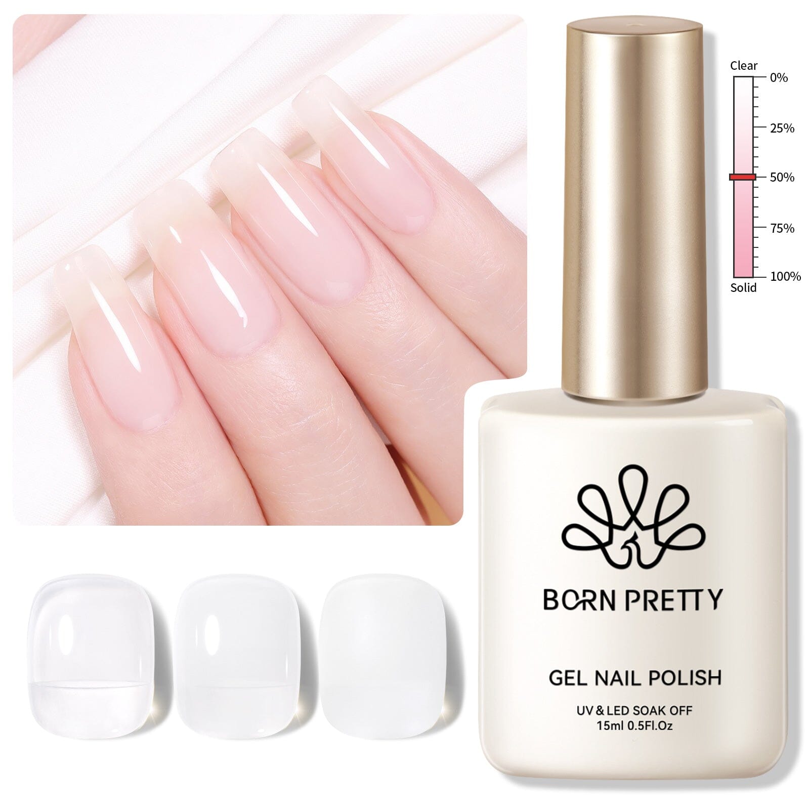 X-Jelly Gel HEMA FREE Semi Jelly Gel White #01 15ml Gel Nail Polish BORN PRETTY