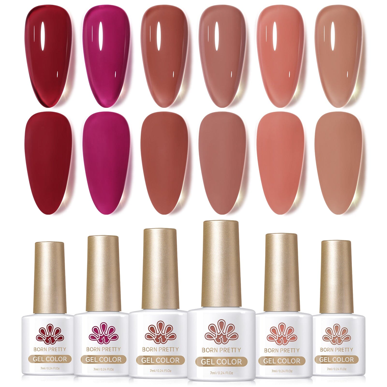 Rose Garden Milky Jelly Gel 6 Colors Set 7ml Gel Nail Polish BORN PRETTY
