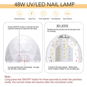48W UV LED Nail Lamp US Type Plug Nail Tools BORN PRETTY