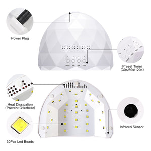 48W UV LED Nail Lamp US Type Plug Nail Tools BORN PRETTY