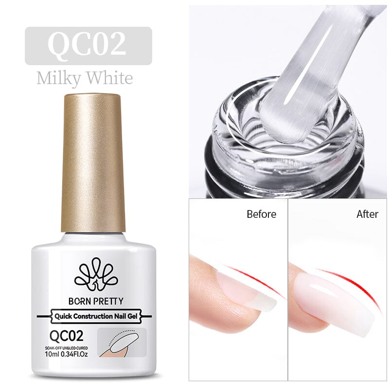 Milky White Quick Construction Nail Gel QC02 10ml Gel Nail Polish BORN PRETTY
