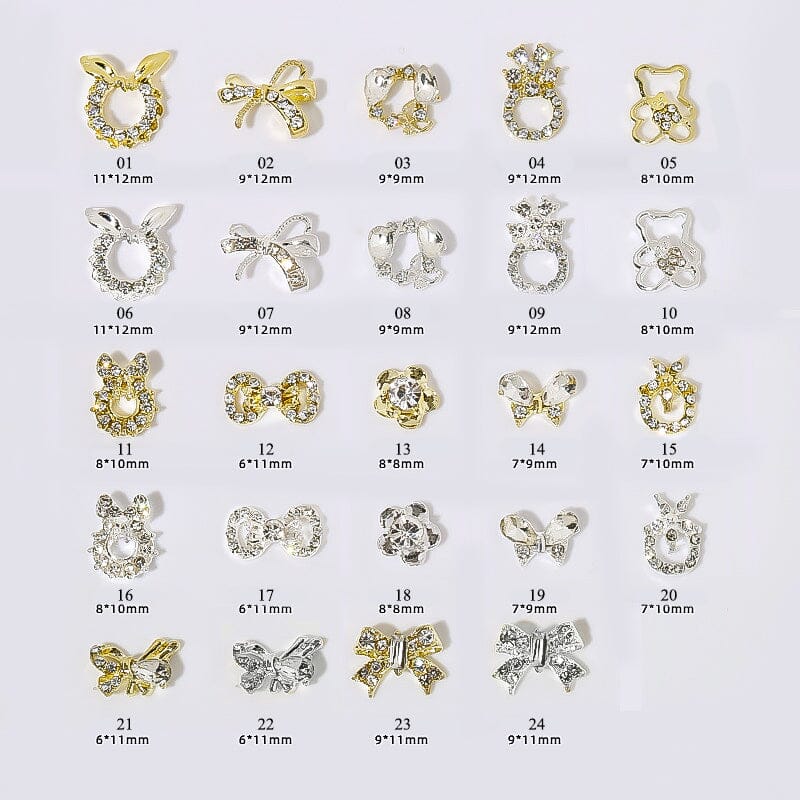 Silver Gold Bowknot Butterfly Rhinestones 3D Nail Decoration Nail Decoration BORN PRETTY 24 Colors