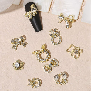 Silver Gold Bowknot Butterfly Rhinestones 3D Nail Decoration Nail Decoration BORN PRETTY