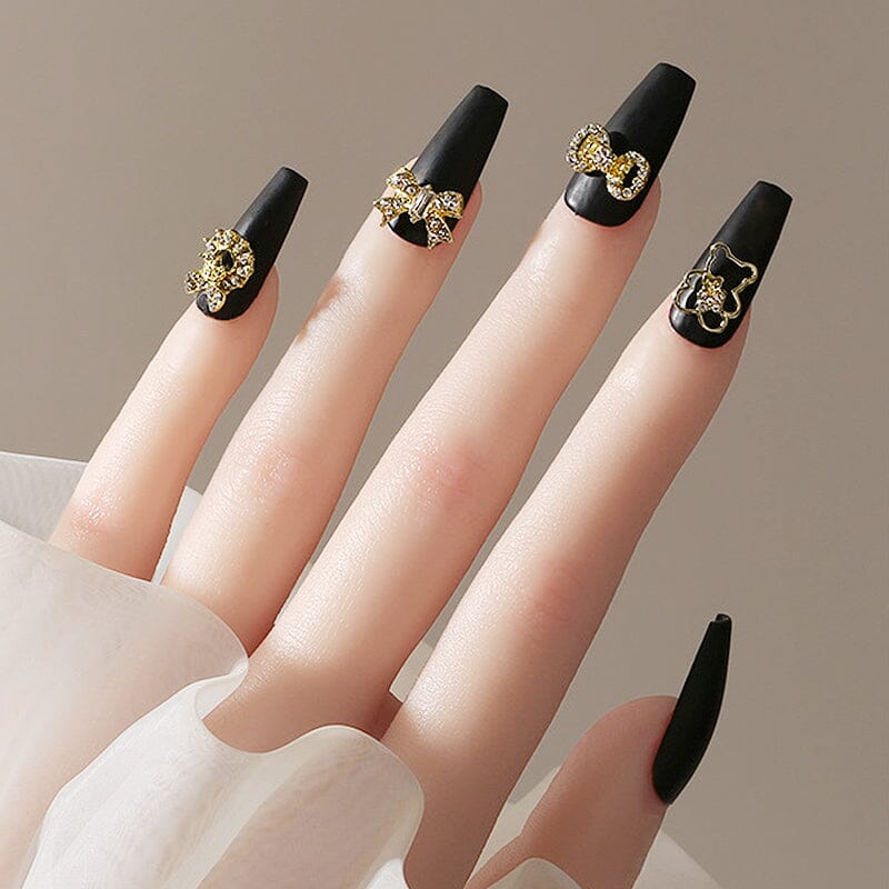 Silver Gold Bowknot Butterfly Rhinestones 3D Nail Decoration Nail Decoration BORN PRETTY