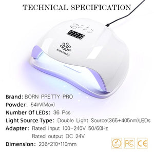 54W Nail Dryer UV LED Nail Lamp Machine Nail Tools BORN PRETTY