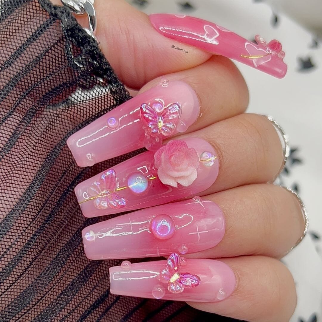 Summer 3D Flower Nails, classical and elegant, gentle garden of advanced sense
