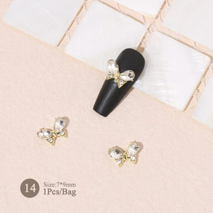 Silver Gold Bowknot Butterfly Rhinestones 3D Nail Decoration Nail Decoration BORN PRETTY 14 