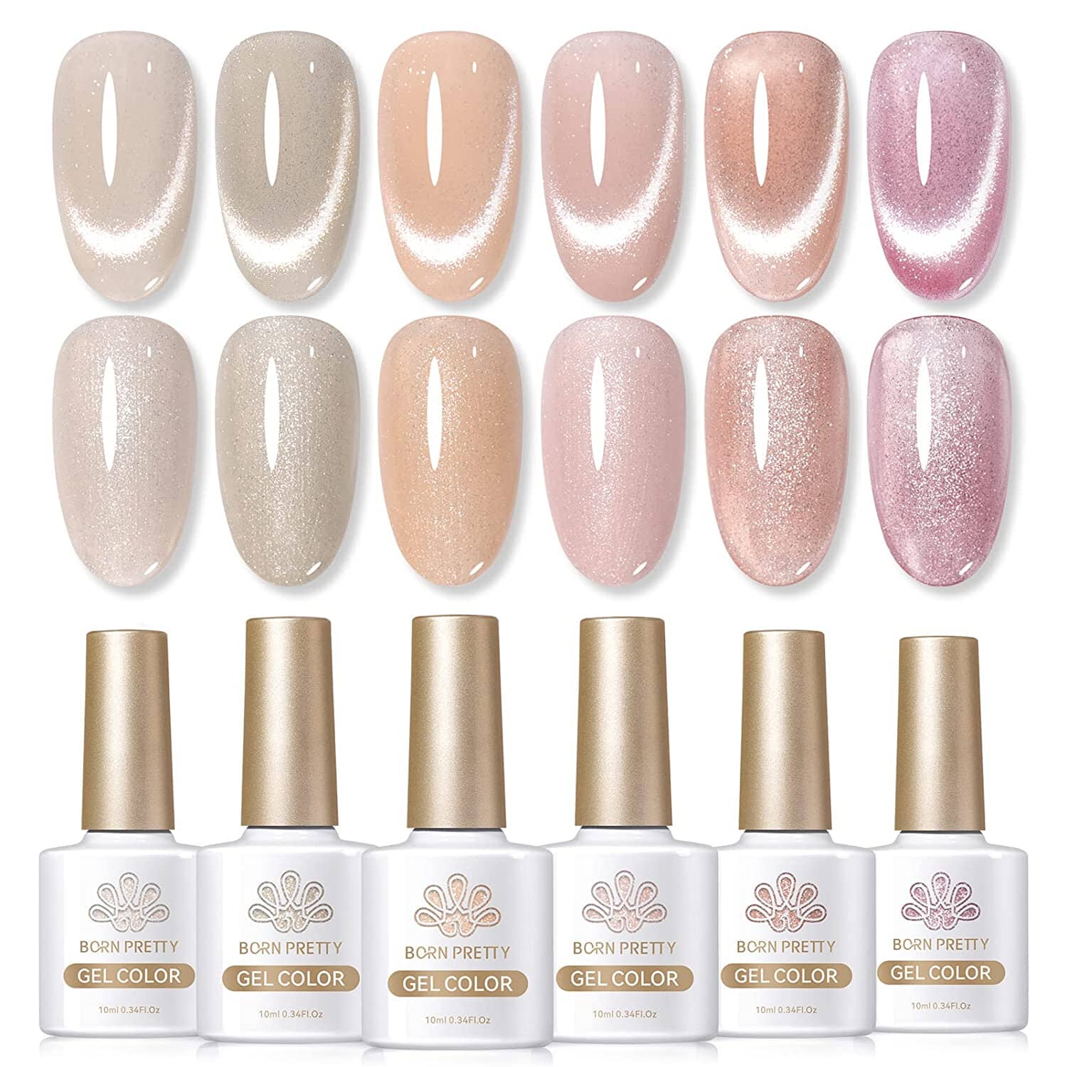 [US ONLY] 6 Colors Jelly Pink Snowlight Magnetic Gel Polish Set Kits & Bundles BORN PRETTY 