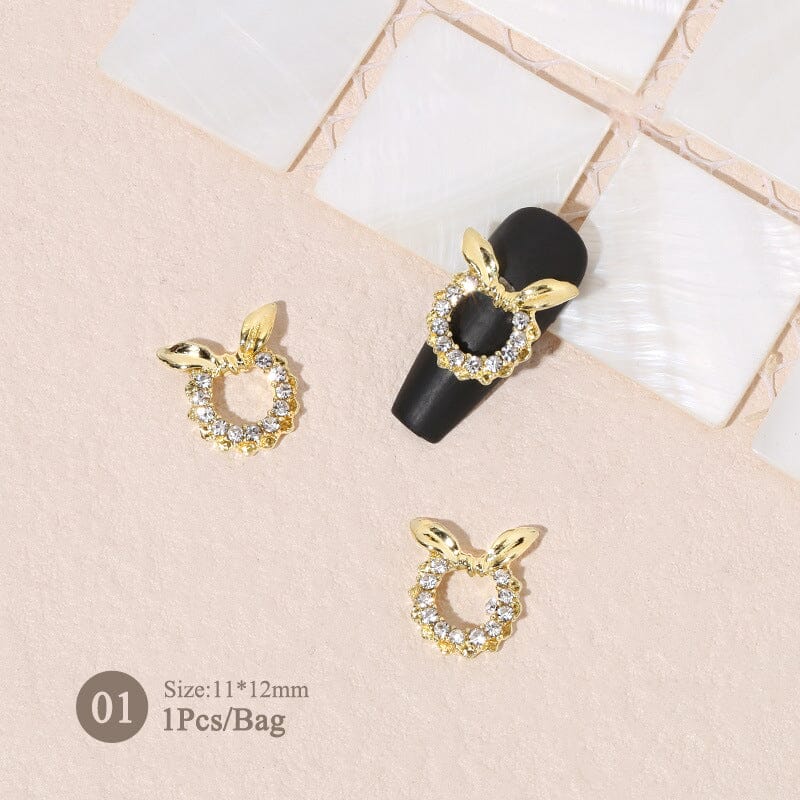 Silver Gold Bowknot Butterfly Rhinestones 3D Nail Decoration Nail Decoration BORN PRETTY 01 