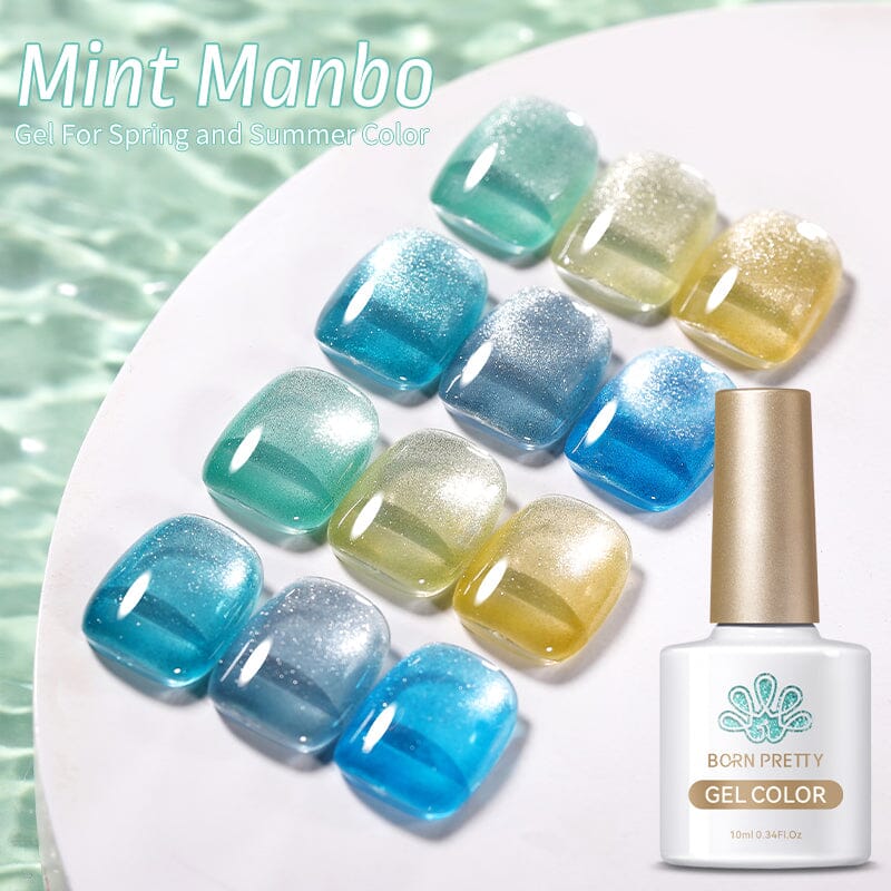 Mint Manbo Sea Blue Cat Magnetic Gel Gel Nail Polish BORN PRETTY 