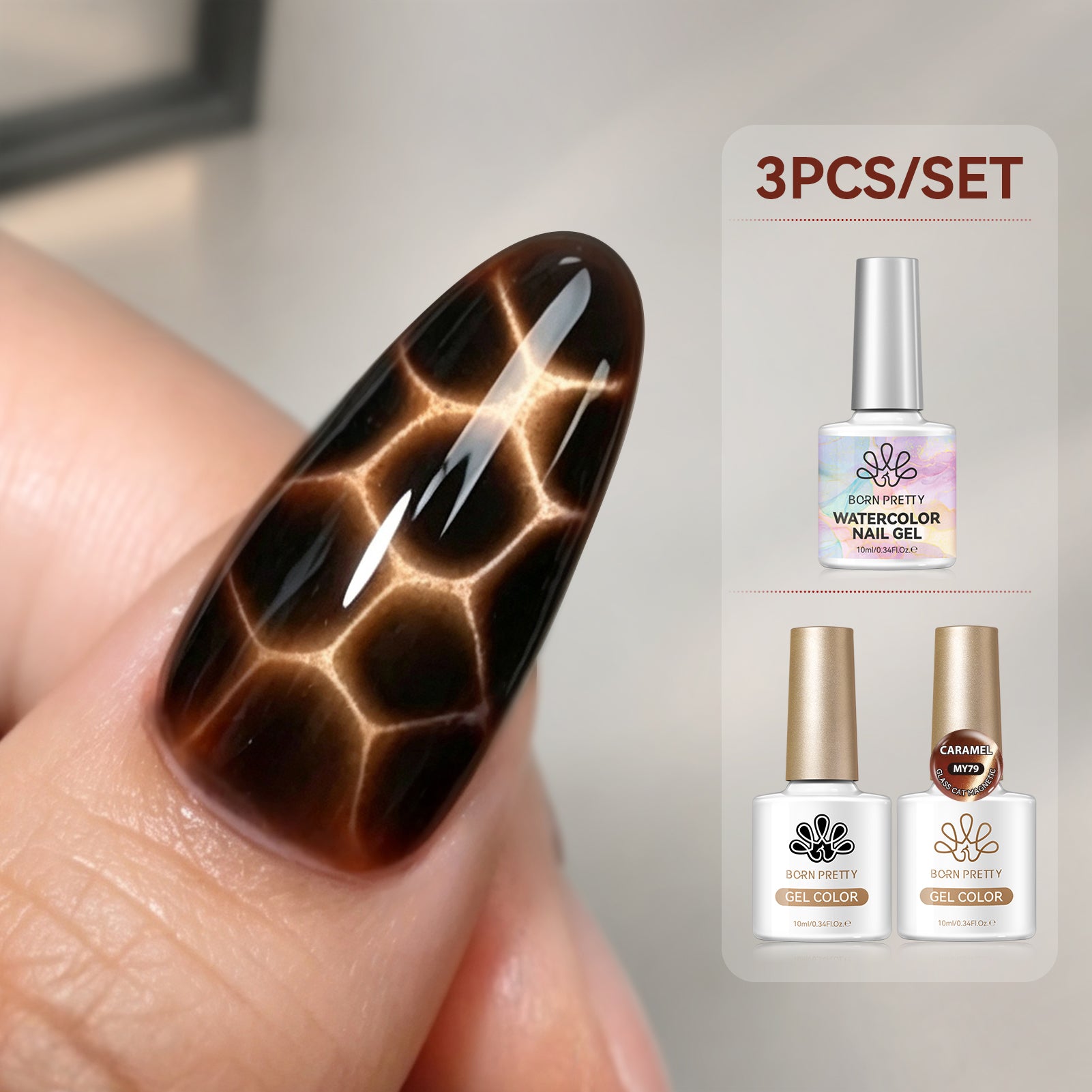 3pcs Set Leopard Cat Magnetic Watercolor Gel 10ml