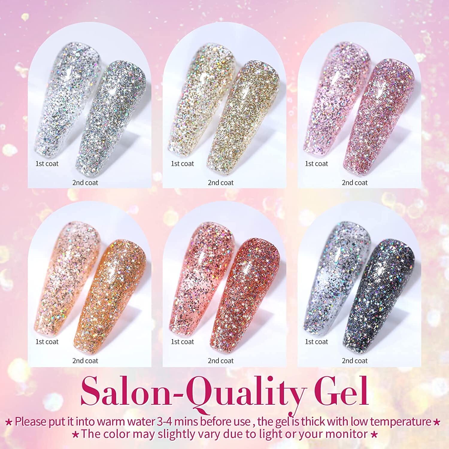 [US ONLY] Glitter Gel Polish 6 Colors Set Kits & Bundles BORN PRETTY 