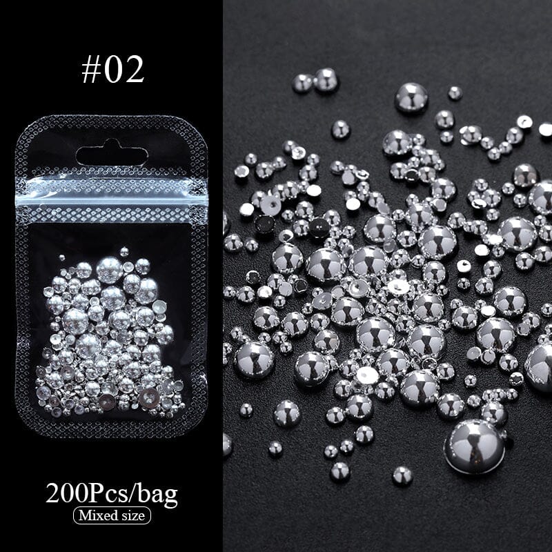 200pcs Half Round Flat Bottom Pearls DIY Nails BORN PRETTY 02 