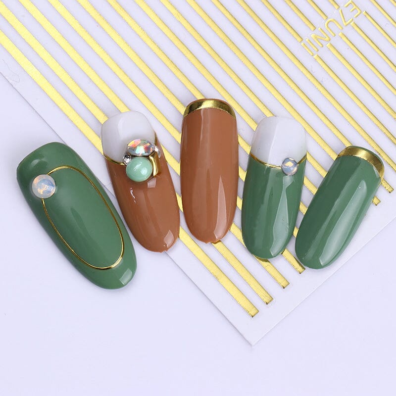 Gold Silver Lines Nail Sticker DIY Nails BORN PRETTY 