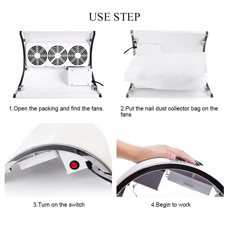40W Nail Suction Dust Low Noisy with 3 Fans US Type Plug Tools & Accessories BORN PRETTY 
