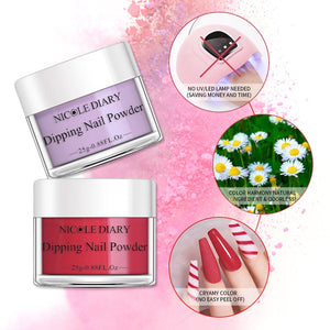 [US ONLY] 6 Colors Red Yellow Dipping Nail Powder Set #01 25g 0.88Fl.Oz Nail Powder NICOLE DIARY 