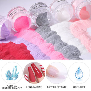 [US ONLY] 6 Colors White Pink Dipping Nail Powder Set #02 25g 0.88Fl.Oz Nail Powder NICOLE DIARY 