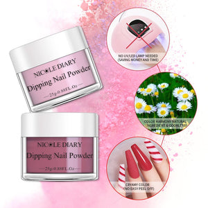 [US ONLY] 6 Colors White Pink Dipping Nail Powder Set #02 25g 0.88Fl.Oz Nail Powder NICOLE DIARY 