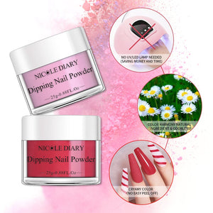 [US ONLY] 6 Colors Pink Red Dipping Nail Powder Set #06 25g 0.88Fl.Oz Nail Powder NICOLE DIARY 