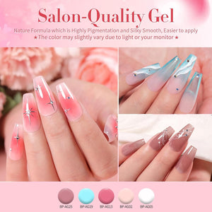 [US ONLY] Anna's Garden 33 Colors Jelly Gel Polish Set 6ml with 6pcs Base Top Coat Kit 10ml Gel Nail Polish BORN PRETTY 