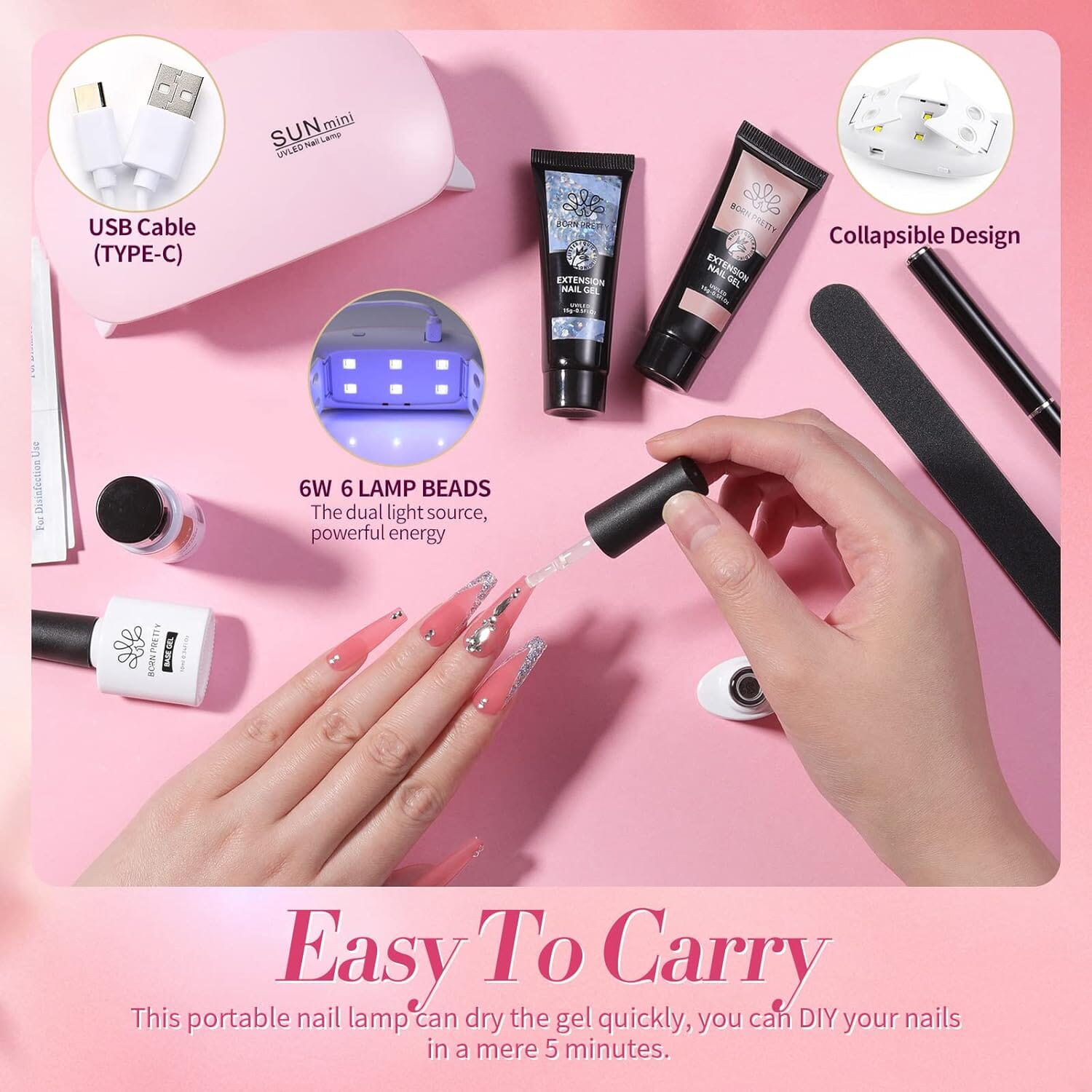 [US ONLY]Poly Nail Extension Gel Kit 6 Colors Kits & Bundles BORN PRETTY 