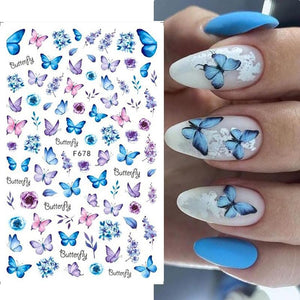 Purple Flower Butterfly Nail Sticker F678 DIY Nails BORN PRETTY 