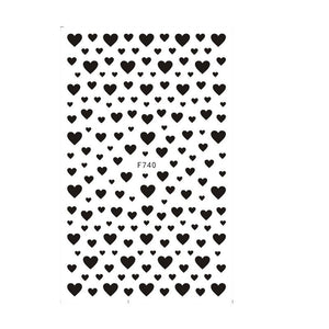 Heart 3D Nail Sticker F740 Black Nail Art No Brand 