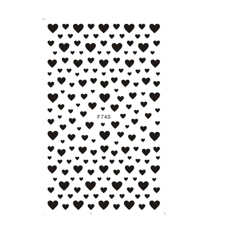 Heart 3D Nail Sticker F740 Black Nail Art No Brand 
