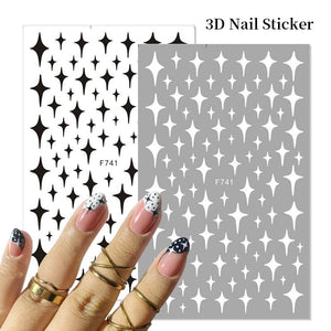 Heart 3D Nail Sticker F740 Black Nail Art No Brand 