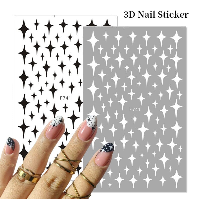 Heart 3D Nail Sticker F740 Black Nail Art No Brand 