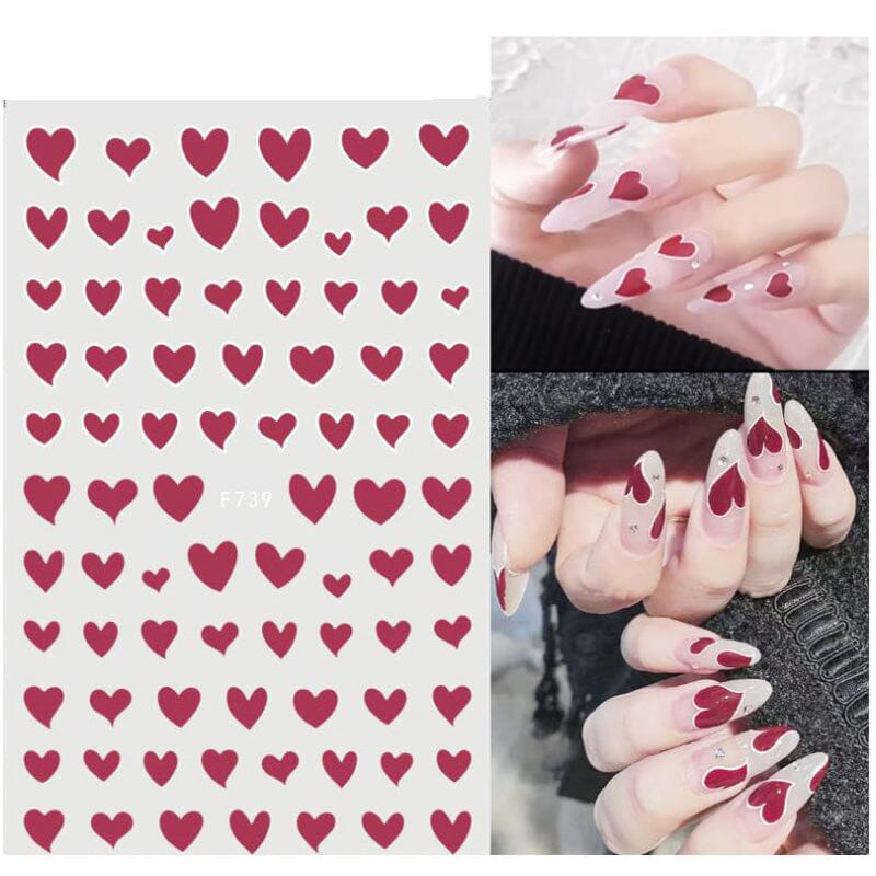 Heart 3D Nail Sticker F740 Black Nail Art No Brand 